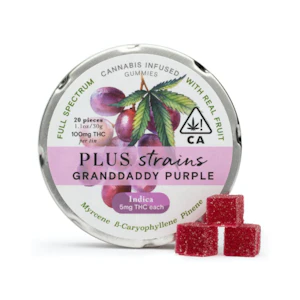 PLUS - 100mg THC Indica Granddaddy Purple PLUS Gummies (5mg -20 Pack)