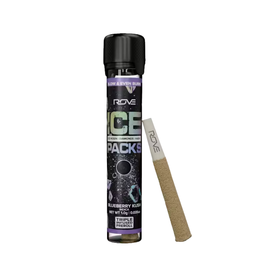 1g Blueberry Kush Ice Packs Rosin, Hash & Diamond Infused Pre-Roll - ROVE picture