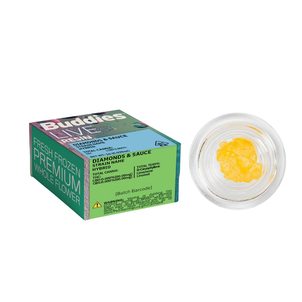 Buddies Brand - 1g Cherry Draco Cured Resin Diamonds & Sauce - Buddies Main Image