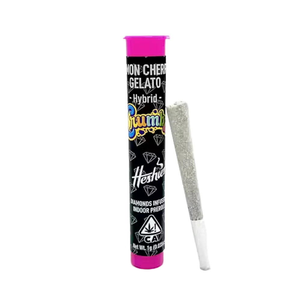 Crumbz - 1g Lemon Cherry Gelato Diamond Encrusted Infused Pre-Roll - Crumbz Main Image