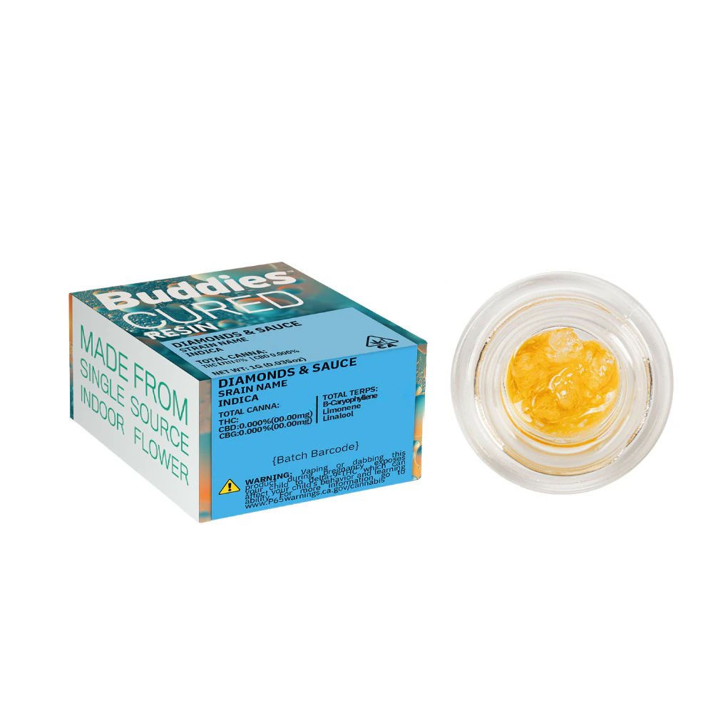 Buddies Brand - 1g Master Kush Cured Resin Diamonds & Sauce - Buddies Main Image