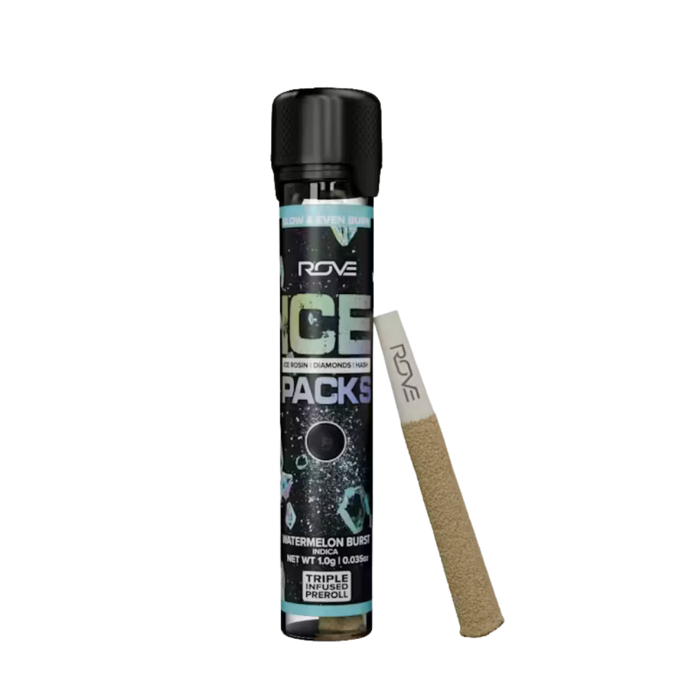 1g Watermelon Burst Ice Packs Rosin, Hash & Diamond Infused Pre-Roll - ROVE picture