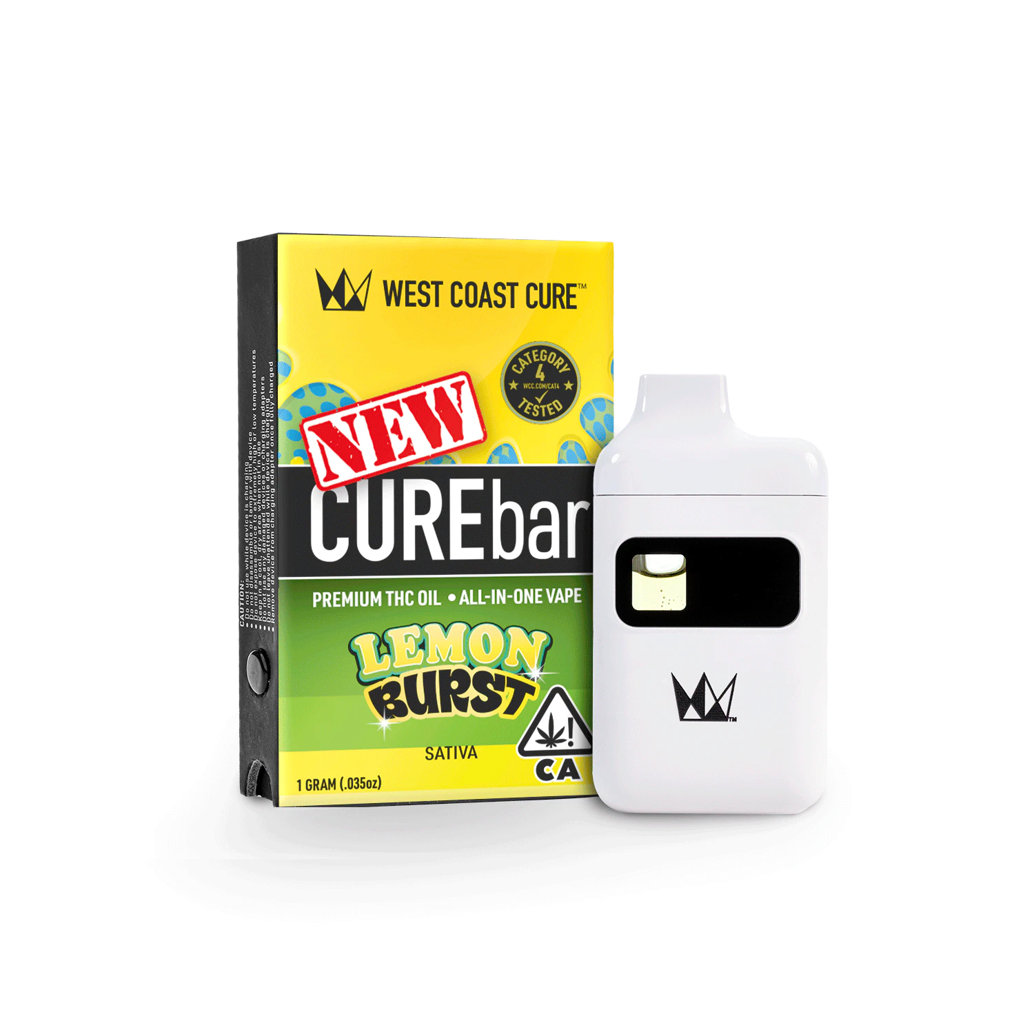 West Coast Cure - Lemon Burst (S) 88.3% THC | 1g CUREbar Disposable Main Image