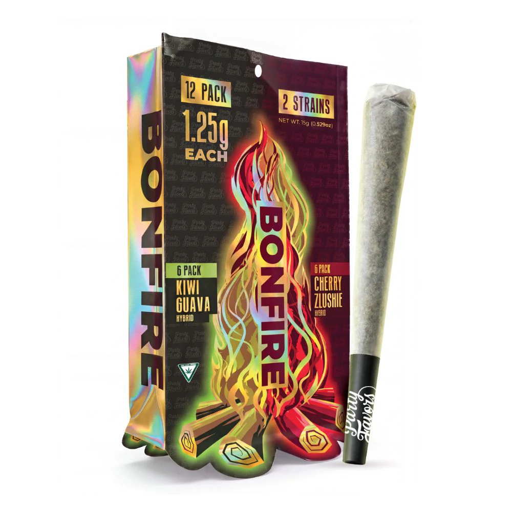 Bonfire - Hybrid 2-Strain (Kiwi Guava & Cherry Zlushie) Bonfire 12pk Infused Prerolls (15g total/1.25g each) - PARTY FAVORS (BONFIRE) Main Image