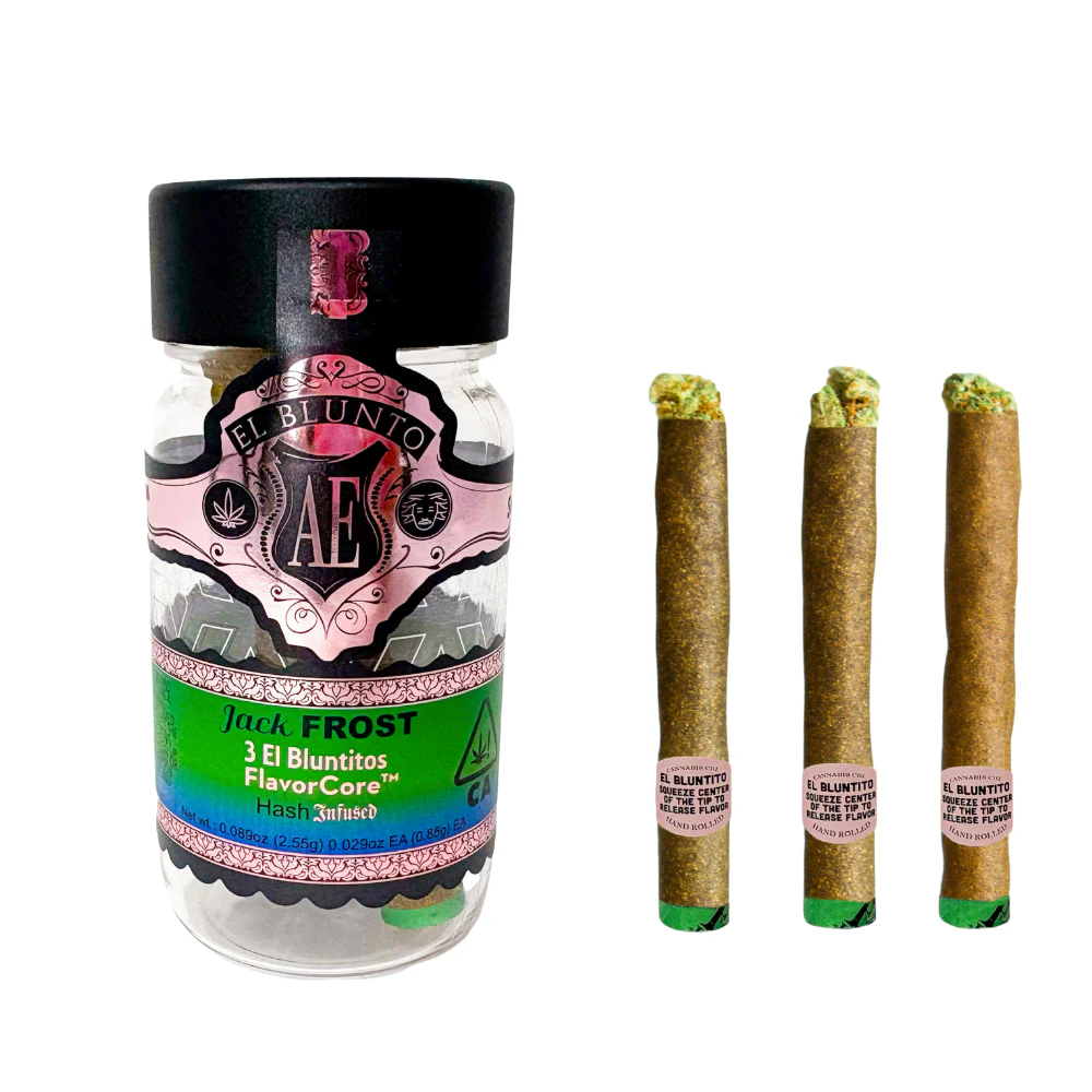 EL BLUNTO - 2.55g Sativa Jack Frost Rose Gold Hash Infused Mini Blunt Pack (.85g - 3 pack ) - El Blunto Main Image