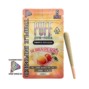 PUFF - 2.5g Bubba Peach Diamond Infused Pre-Roll Pack (.5g - 5 pack) - Puff