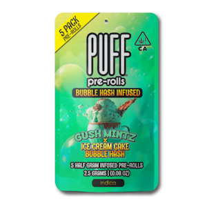 Puff - 2.5g Gush Mintz x Ice Cream Cake Bubble Hash Infused Pre-roll Pack (.5g - 5 pack) - Puff