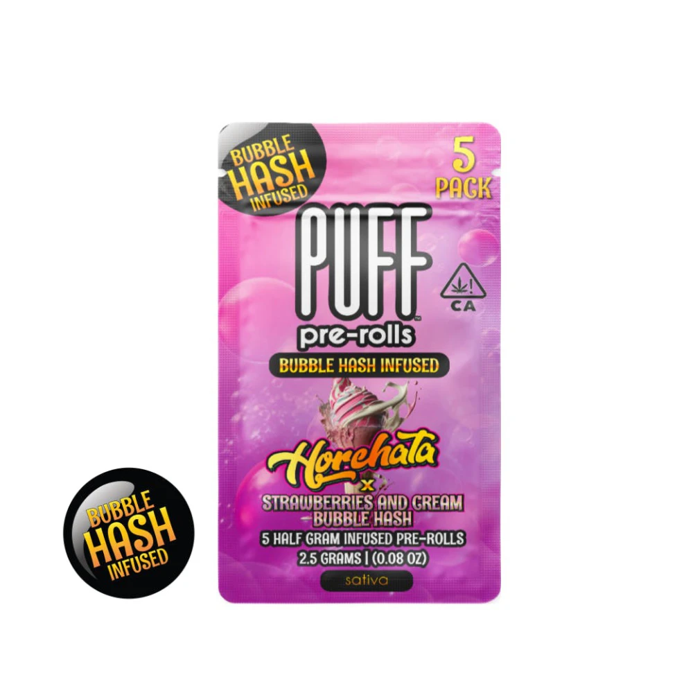 PUFF - 2.5g Horchata x Strawberries & Cream Bubble Hash Infused Pre-Roll Pack (.5g - 5 pack) - Puff Main Image