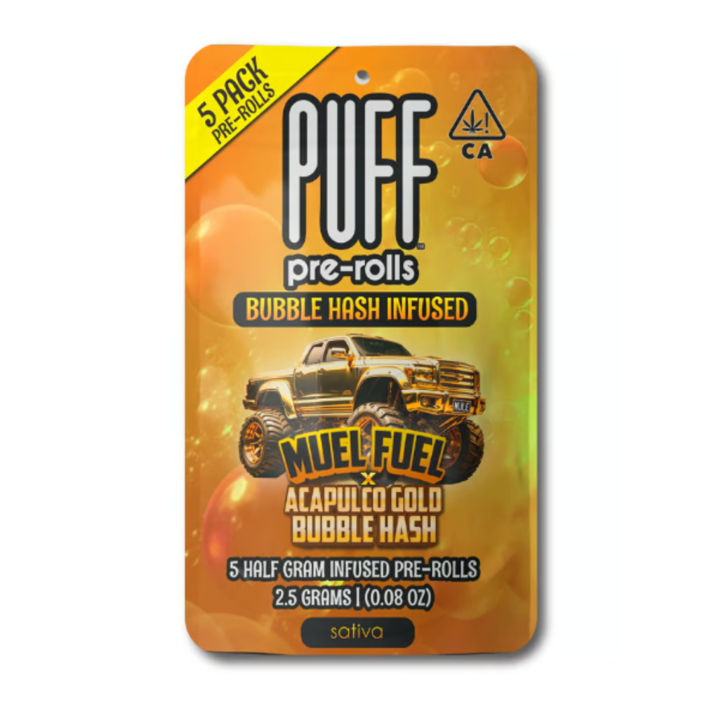 2.5g Mule Fuel x Acapulco Gold Bubble Hash Infused Pre-Roll Pack (.5g - 5 pack) - Puff picture