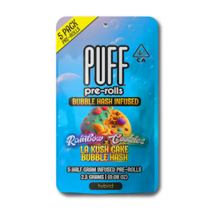 Puff - 2.5g Rainbow Cookies x LA Kush Cake Bubble Hash Infused Pre-roll Pack (.5g - 5 pack) - Puff