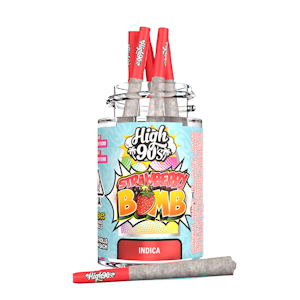 HIGH 90s - 2.5g Strawberry Bomb Bubble Hash Infused Pre-Rolls (.5g - 5 pack) - High 90's
