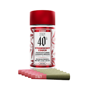STIIIZY - 2.5g Strawberry Cough Infused 40's Pre-Roll Pack (.5g - 5 pack) - STIIIZY