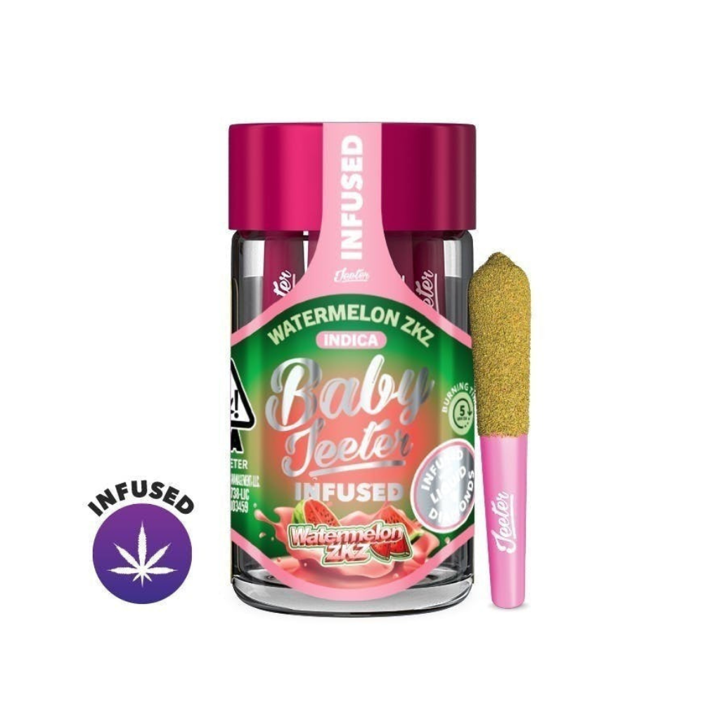 2.5g Watermelon ZKZ Liquid Diamonds Infused Pre-Roll Pack (.5g - 5 Pack) - Baby Jeeter picture