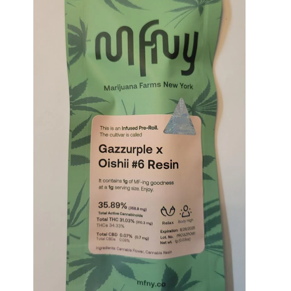 MFNY - MFNY - Gazzurple x Oishii #6 Resin - Infused - 1g - 31.03% THC - Pre-Roll Main Image