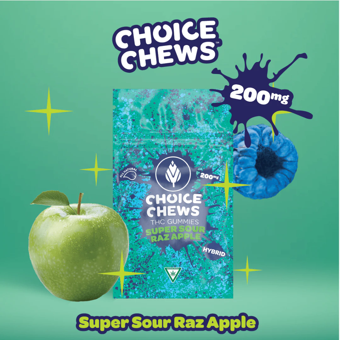 CHOICE - Choice Chews - Super Sour Raz Apple - 200MG Main Image