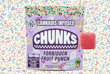 Humble Root - 200mg 1:1 THC:CBD Forbidden Fruit Punch Gummies (10mg THC, 10mg CBD - 10 pack) - Humble Root "CHUNKS"