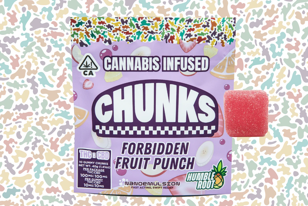 Humble Root - 200mg 1:1 THC:CBD Forbidden Fruit Punch Gummies (10mg THC, 10mg CBD - 10 pack) - Humble Root "CHUNKS" Main Image