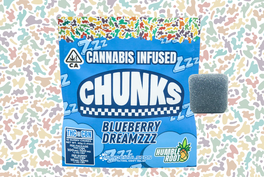 Humble Root - 200mg 1:1 THC:CBN Blueberry Dreamzzz Gummies (10mg THC, 10mg CBN - 10 pack) - Humble Root "CHUNKS" Main Image