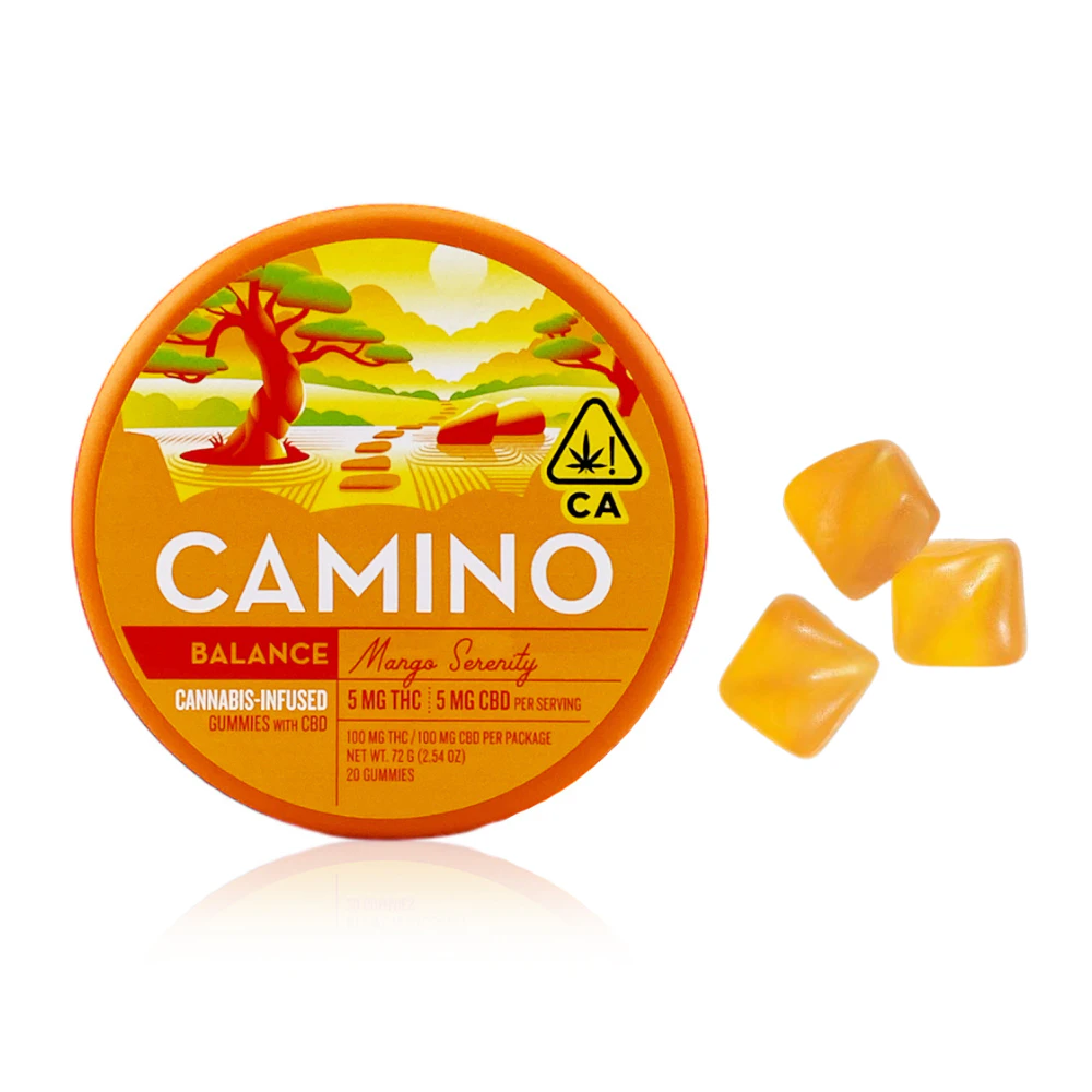 Camino Gummies - 200mg 1:1 THC:CBD Mango Serenity Gummies (5mg THC, 5mg CBD - 20 Pack) - Camino Main Image