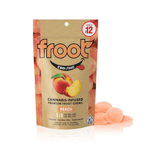 FROOT - 200mg 1:1 CBD:THC Peach Gummies (10mg THC, 10mg CBD - 10 pack) - Froot