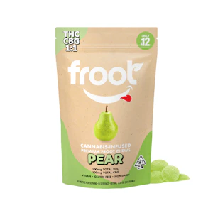 Froot - 200mg 1:1 THC:CBG Pear Gummies (10mg THC, 10mg CBG - 10 pack) - Froot