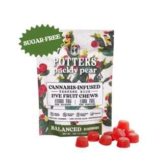 Potters - 200mg 1:1 THC:CBD Prickly Pear Sugar Free Gummies (10mg THC, 10mg CBD - 10 pack) - Potters Gummies