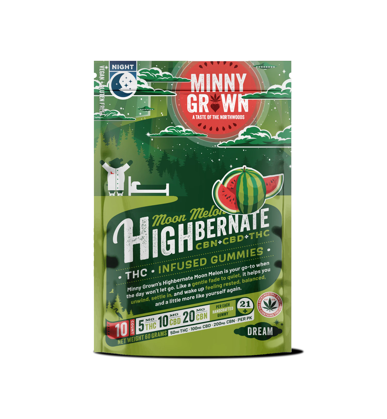 Minny Grown - Minny Grown | Nighttime Gummies - Highbernate - Moon Melon | 10ct Main Image