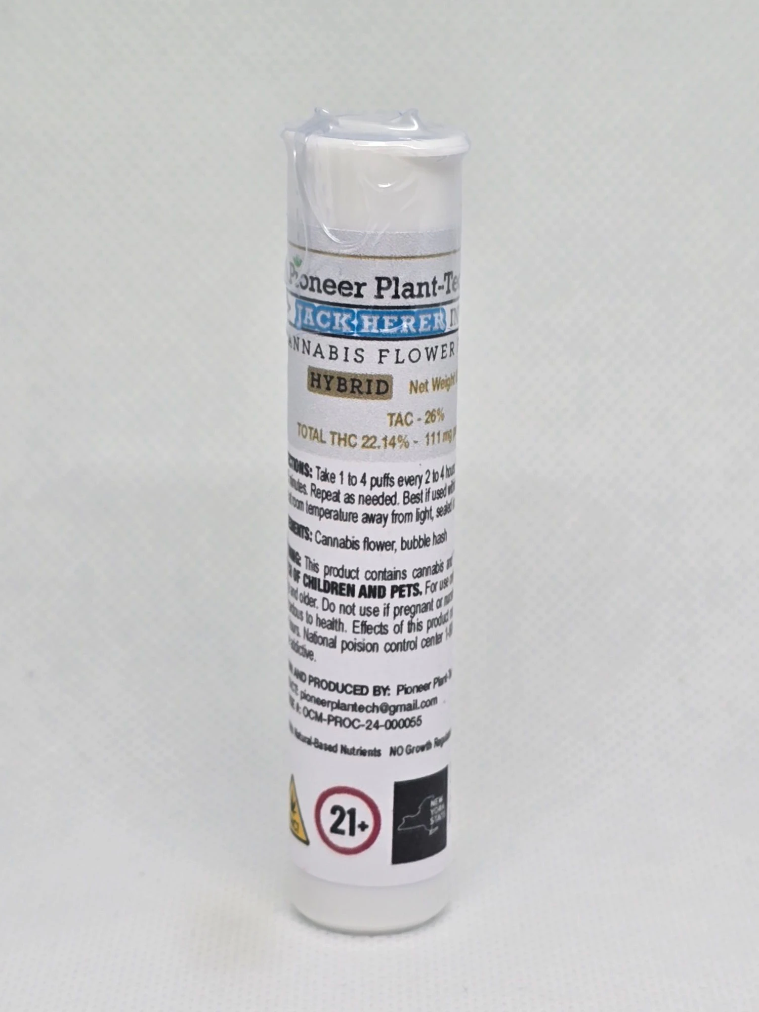 Pioneer Plant-Tech - Pioneer Plant Tech - Jack Herer - Infused PreRoll - 0.5g Main Image