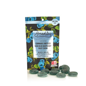 Smokiez Edibles - 200mg 1:1 CBD Sour Blue Raspberry Fruit Chews (10mg CBD, 10mg THC - 10 pack) - Smokiez