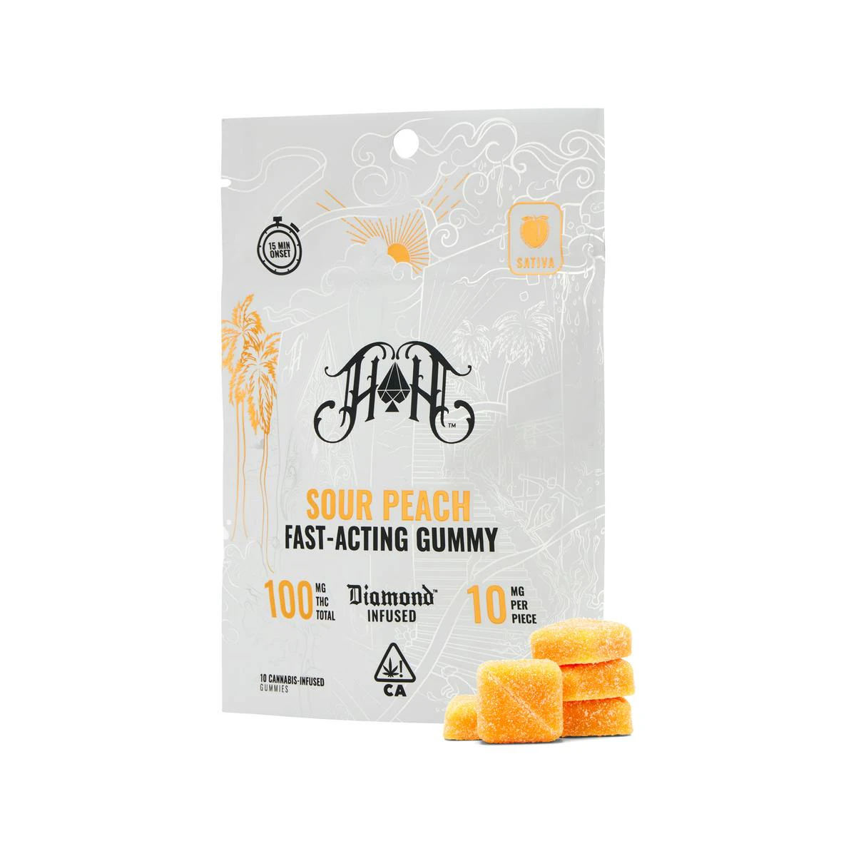 Heavy Hitters - Heavy Hitters Sour Peach | Sativa - Fast-Acting Gummies - 100mg THC Main Image