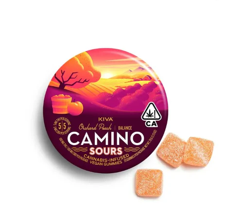 Camino - Kiva Camino | Gummies (10ct) | Sour Orchard Peach 1:1 CBD | 100 mg Main Image
