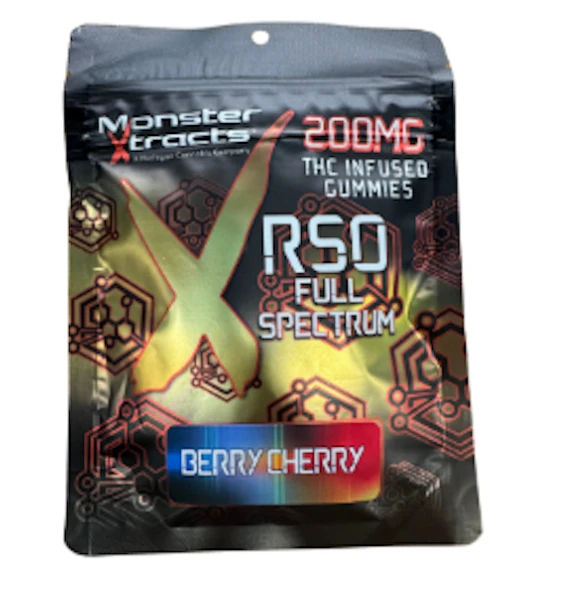 Monster Xtracts - RSO Full Spectrum Gummies - Berry Cherry 200mg Adult-Use Main Image