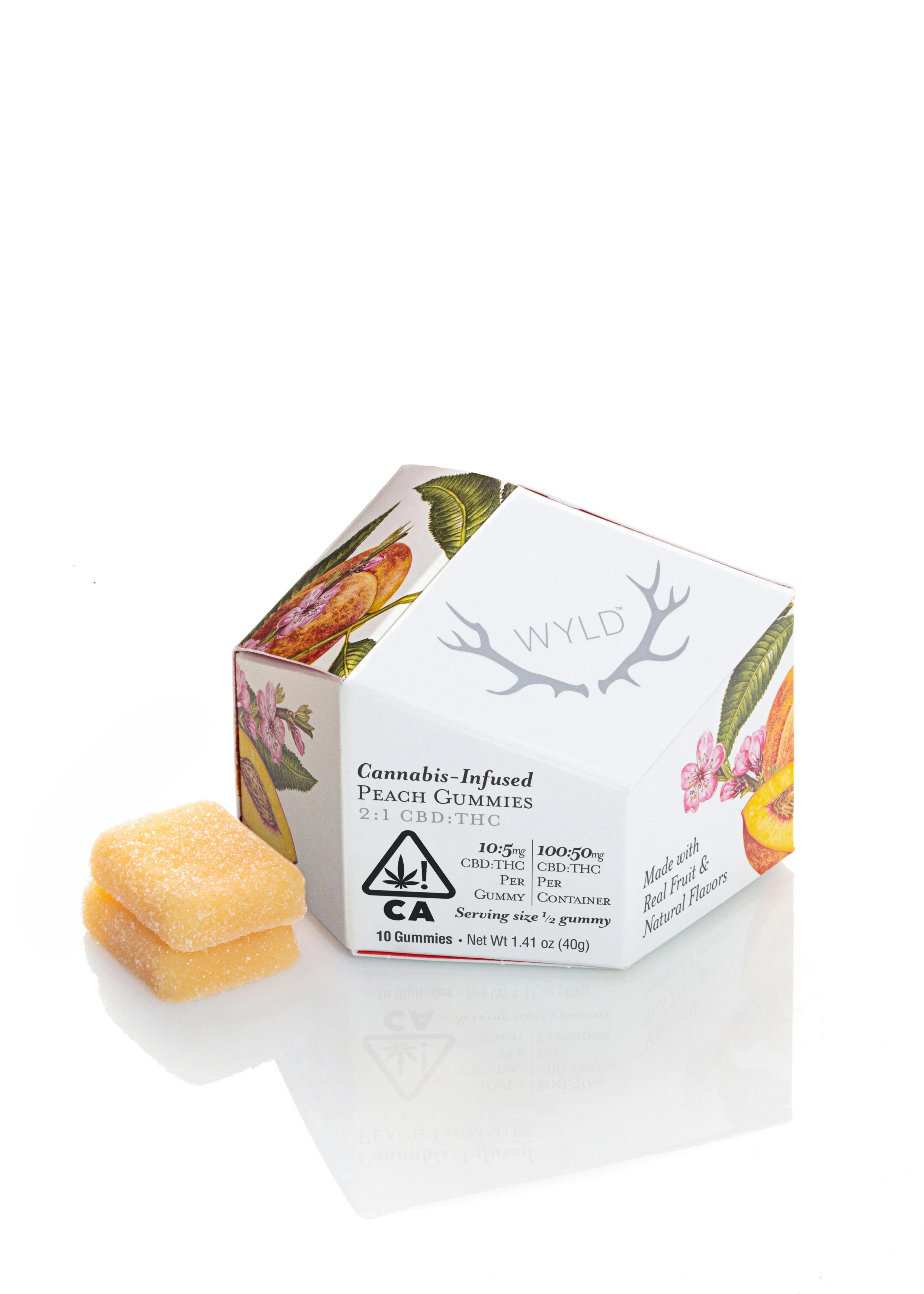 WYLD - Wyld Peach 2:1 CBD:THC Gummies 50mg Main Image
