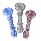 Assorted Frit Fusion Double Ring Hand Pipe 3.5"