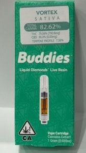 Buddies - Vortex 1g Liquid Diamond Live Resin Cart - Buddies