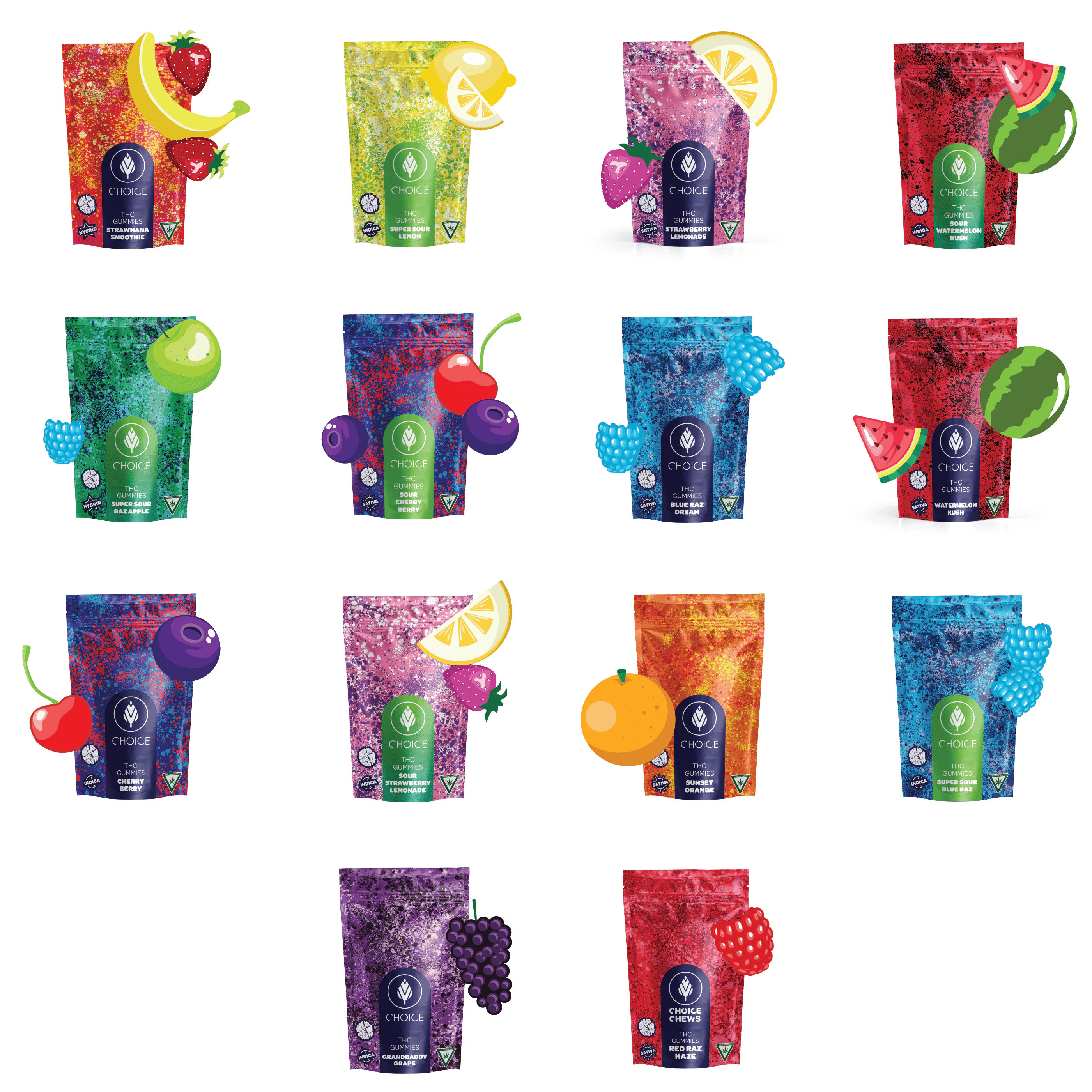 Choice Chews - Choice Chews - Super Sour Cherry Berry Gummies (Sativa) - 200mg Main Image