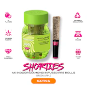 Bodega Boyz | Sour Apple | Shorties Diamond Coated & Infused Preroll | 0.7g | 4 Ceramic Tip Pack | Sativa