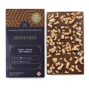 HONEYBEE - HONEYBEE PEANUT  PRETZEL MILK CHOCOLATE BAR 300MG