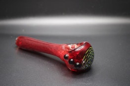 Garbear Glass: Hand Blown Lg Red Capped Spoon