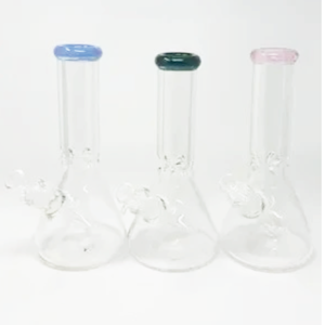Haven - 9mm 12 in. Clear Beaker Bong with Color Mouthpiece