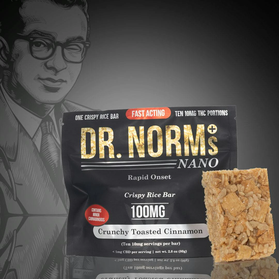 Dr. Norm's - Dr Norms Fast-Acting Crunchy Toasted Cinnamon Crispy Rice Bar - Gluten-Free 100mg Main Image