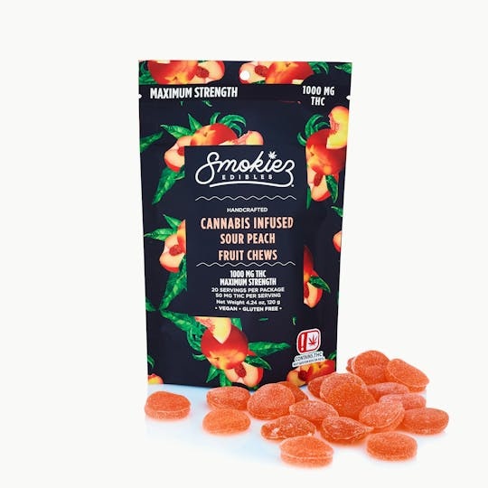 SOUR Peach Fruit Chews | 100MG