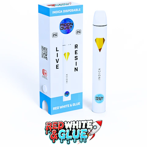 MOON DUST - Red, White & Glue -Indica- 81.11% THC | 2g Live Resin (Disposable Vape) | Moon Dust   -SSS 1 Middle1