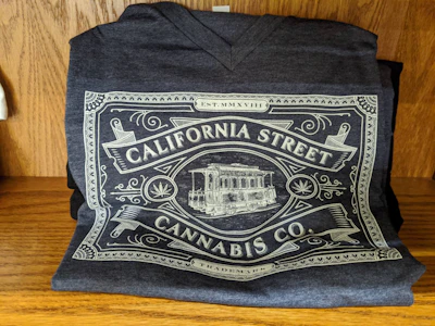Ave Printing - California Street Cannabis Co. V-Neck Shirt - Small Tri-Navy