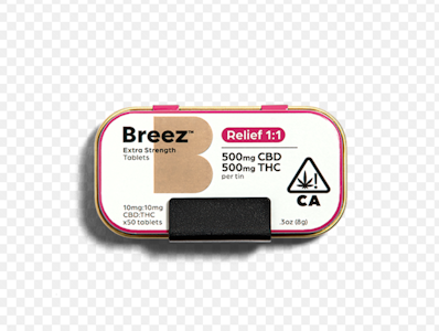 Breez - Extra Strength Tablet Tins ( 500mg THC + 500MG CBD)