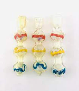 MARIJUANA PACKAGING - 3.5" Color Striped Fumed Chillum