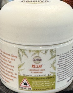 Canuvo Cultivation - Canuvo | Releaf Topical Cream | 2:1 THC:CBD | 2oz