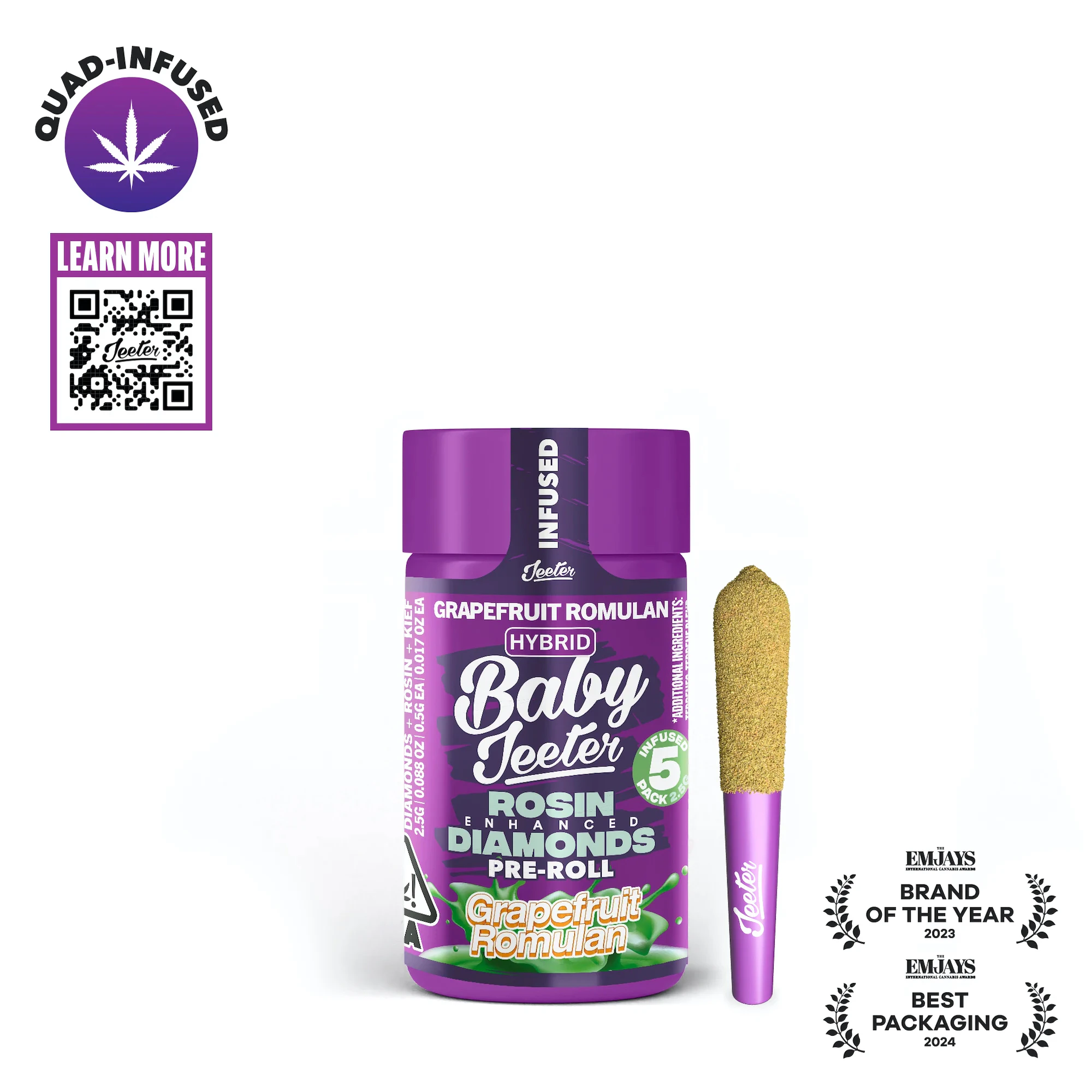 Jeeter - Grapefruit Romulan (H) | 5pc Infused Pre-roll Pack | Baby Jeeter Main Image