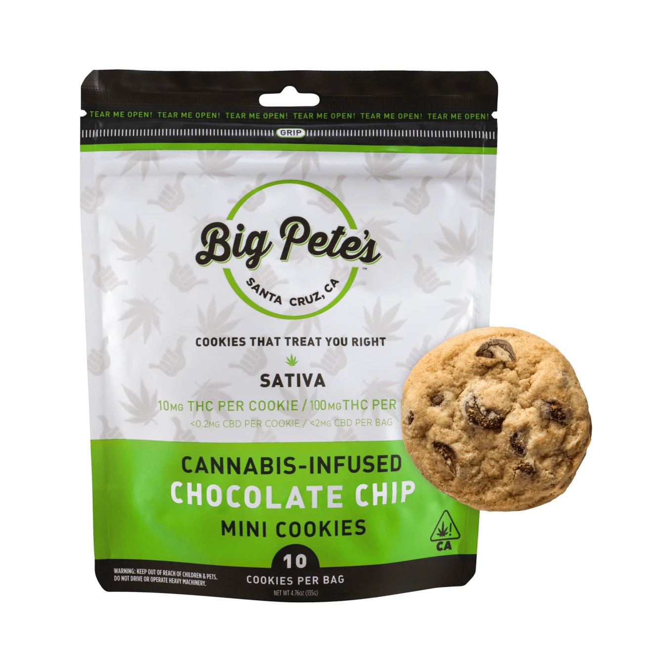 Big Pete's Treats - Big Pete's - 100mg 10pk Cookies - Chocolate Chip Sativa Main Image