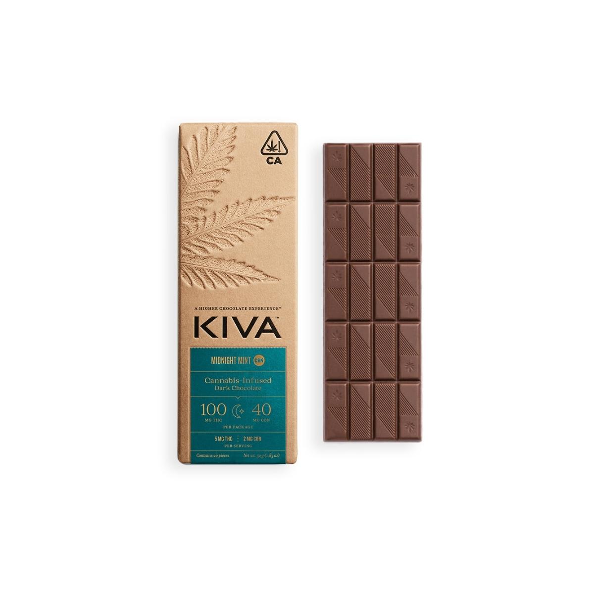 Midnight Mint (I) | Dark Chocolate Bar 100mg THC:40mg CBN | Kiva